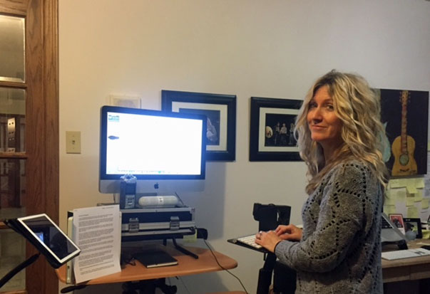 Shelley Jacobsen at work at her standing station